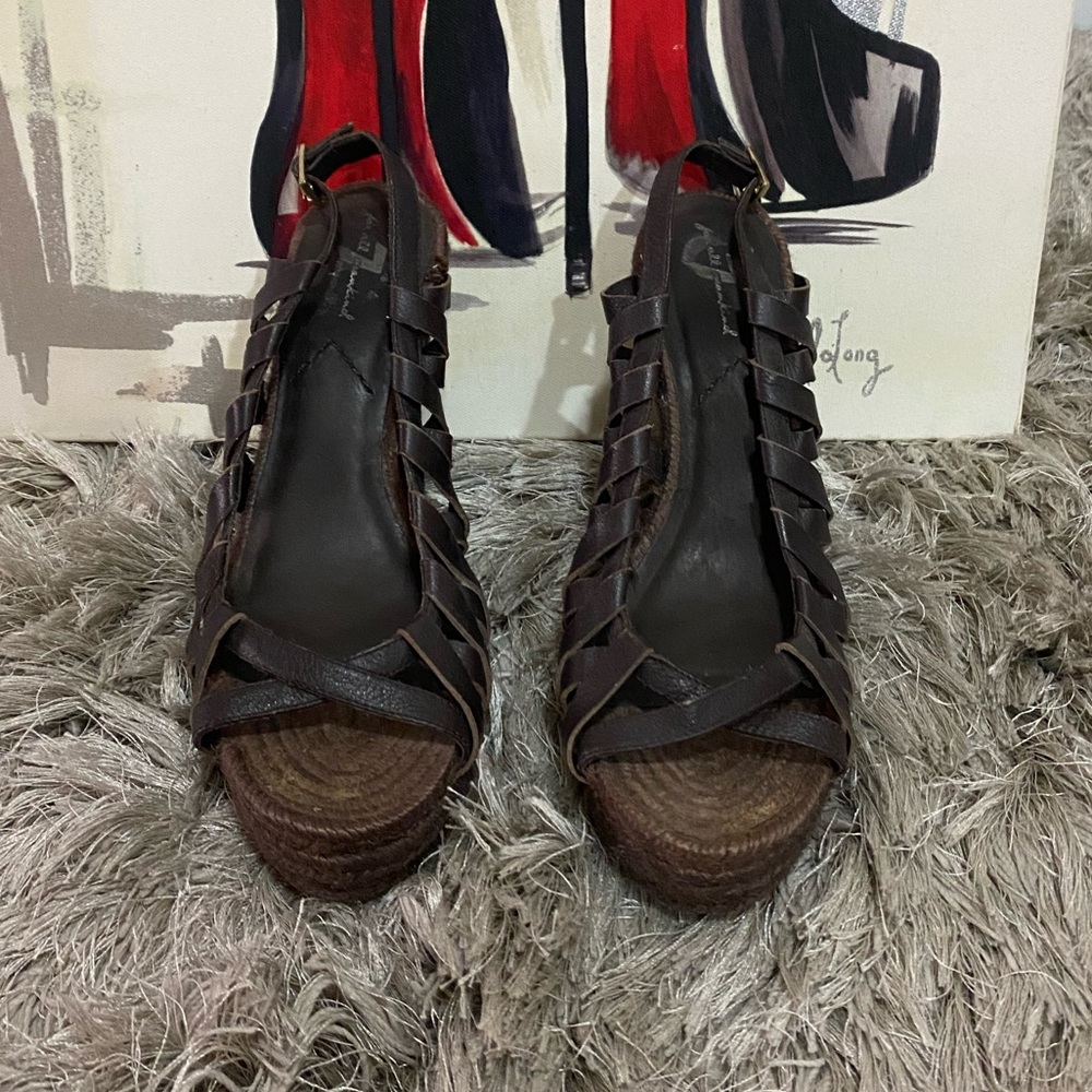 Lovely 7 For All Mankind Color Brown Wedge Sandals Great For Summer Nights.😉
